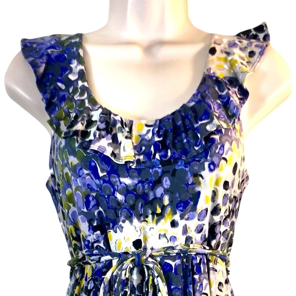 New York & Company Blue Green Fit & Flare Dress Figure Flattering Stretch Knit - Picture 14 of 16